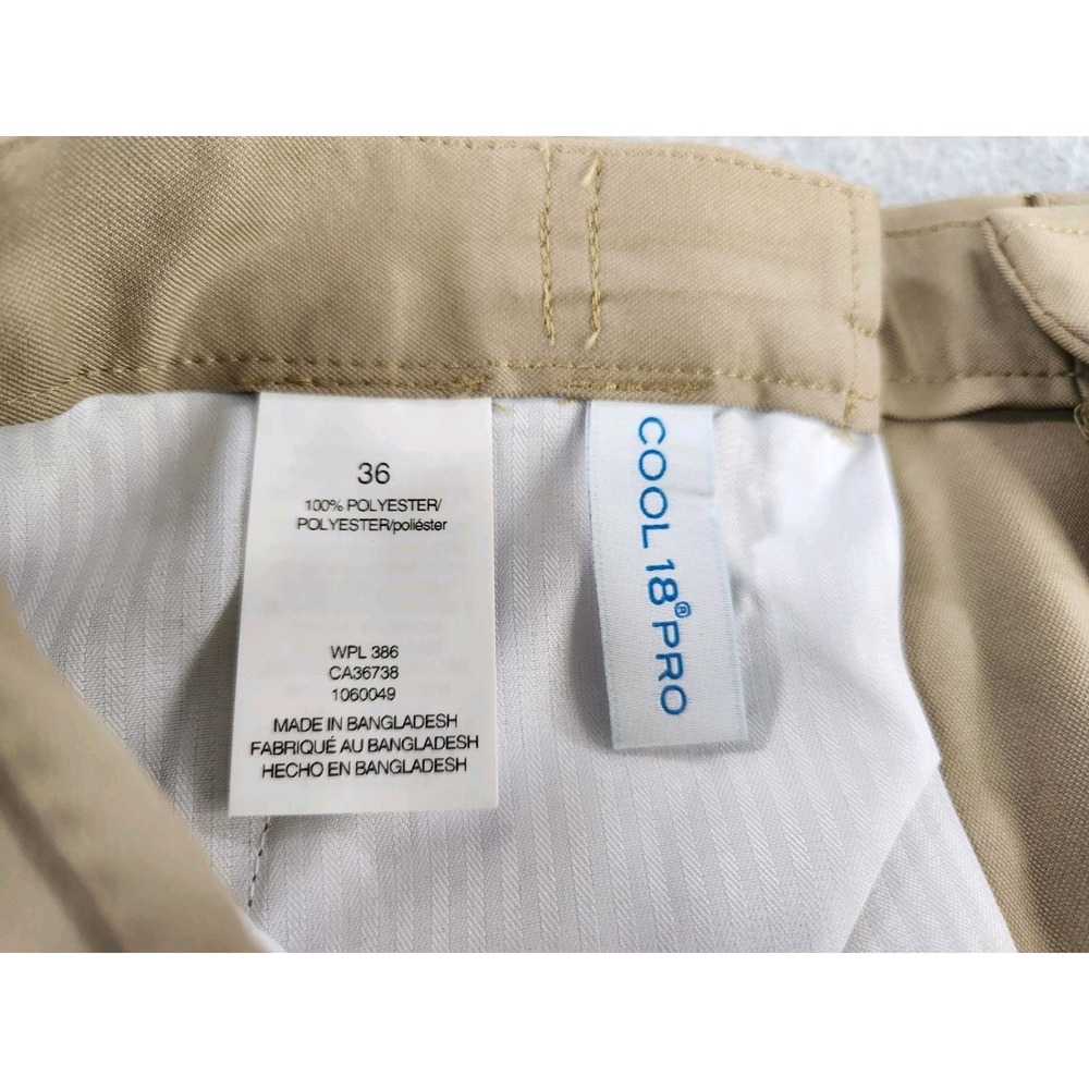 Haggar Cool 18 Pro Flat Front expandable Khaki Beige Stretch Golf Mens SZ 36 NWT - Picture 6 of 10